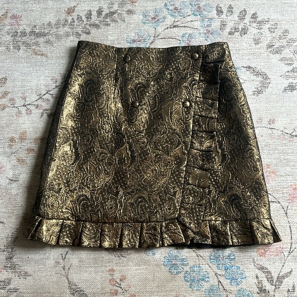 Sandro Wrapover Effect Brocade Skirt - Picture 8 of 12